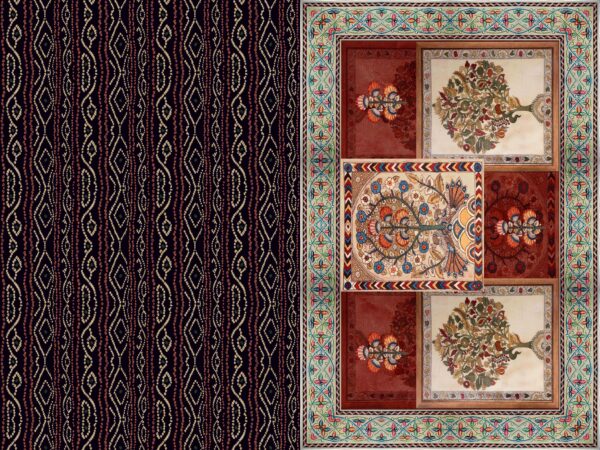 Traditional Bandhani Column & Mosaic Tree Saree- Layer File