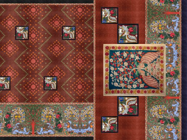 Traditional Bandhani & Kalamkari Mythological Saree- Layer File