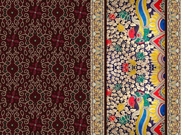 Traditional Bandhani Vine & Pichwai Avian Saree- Layer File