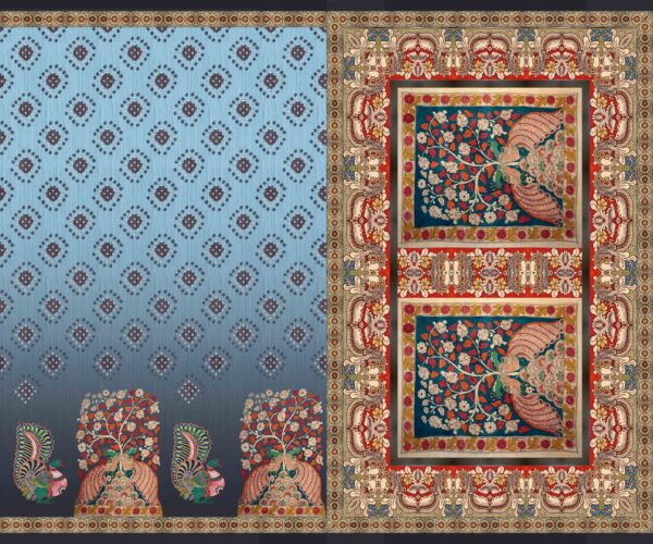 Traditional Bandhani Diamond & Kalamkari Mythological Saree- Layer File