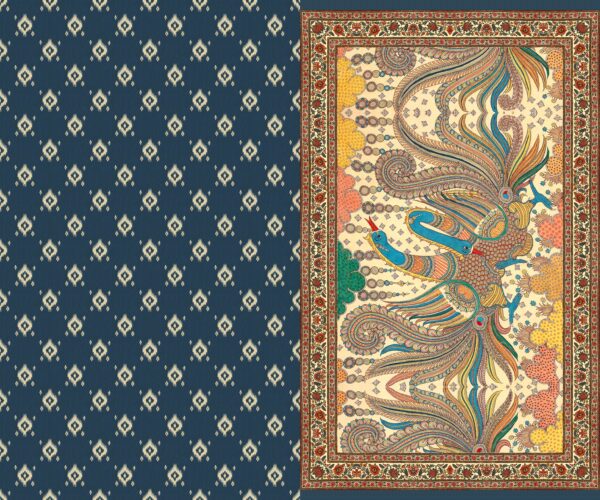 Ikat Diamond-Lattice & Ornamental Peacock Saree- Layer File