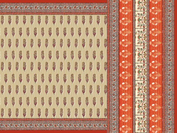 Traditional Mughal Buti & Floral-Striped Panel Saree- Layer File