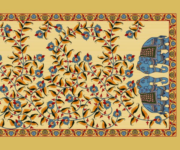 Traditional Madhubani Elephant & Vine Heritage Saree- Layer File
