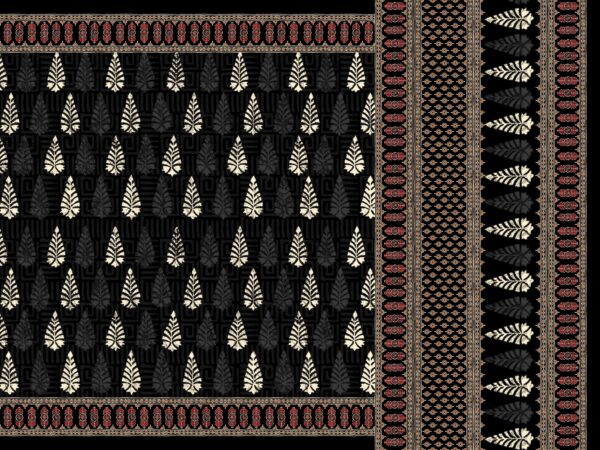 Traditional Tribal Leaf & Geometric Panel Saree- Layer File