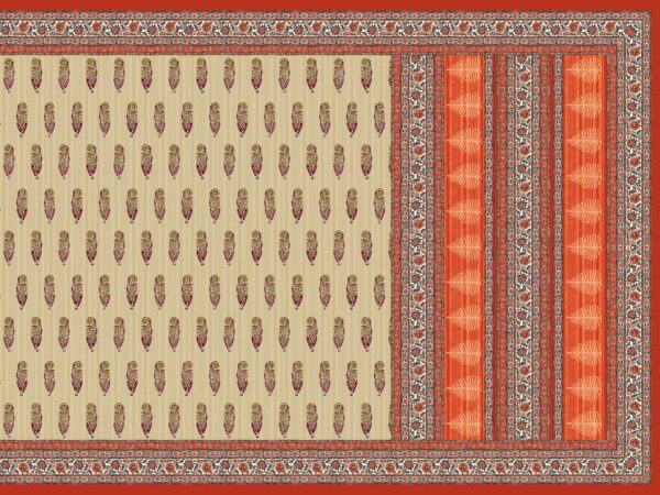 Traditional Mughal Buti & Architectural Striped Saree- Layer File