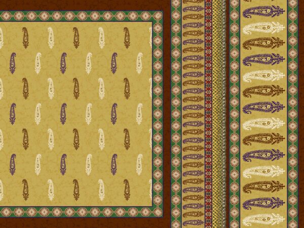 Traditional Mughal Paisley & Architectural Striped Saree- Layer File