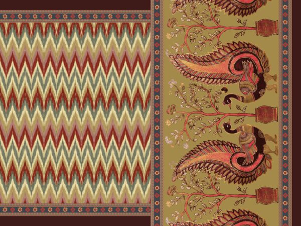 Ikat Chevron & Madhubani Peacock Saree- Layer File