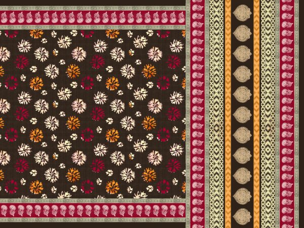 Traditional Floral-Burst & Tribal-Striped Saree- Layer File