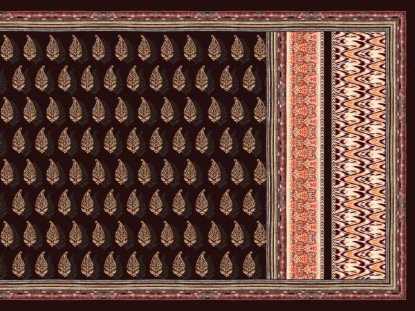 Traditional Tribal Paisley & Ikat-Panel Saree- Layer File