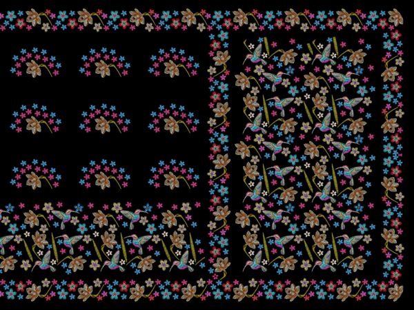 Traditional Hummingbird & Wildflower Saree- Layer File