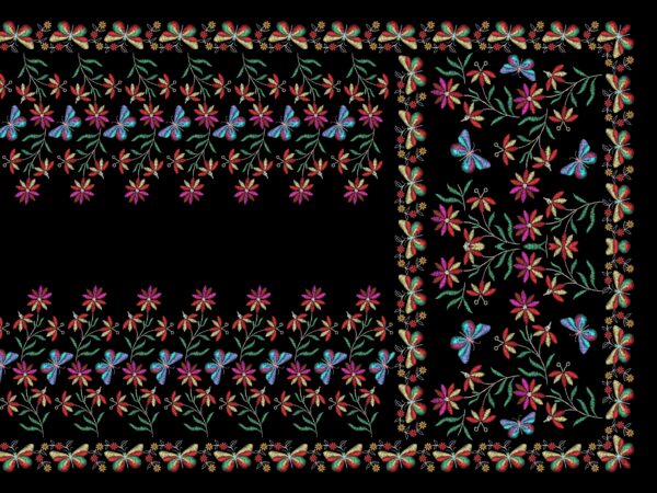 Traditional Butterfly & Botanical Embroidery Saree- Layer File