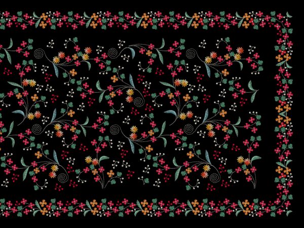 Traditional Floral-Scroll Embroidery Saree- Layer File