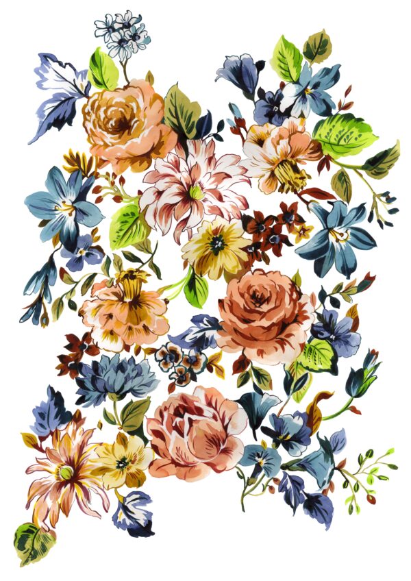 Terracotta-Azure Floral Assemblage