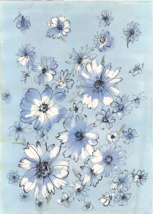 Glacial-Azure & Charcoal Filigree