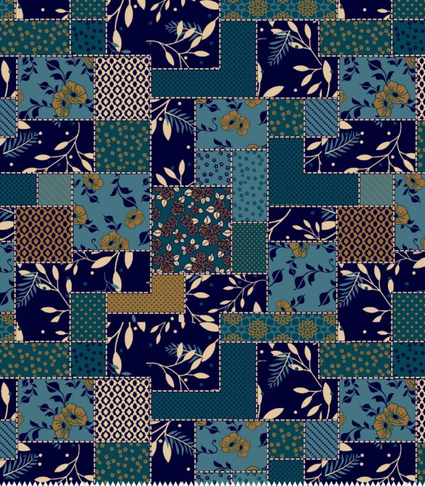 Traditional Botanical Patchwork-Mosaic