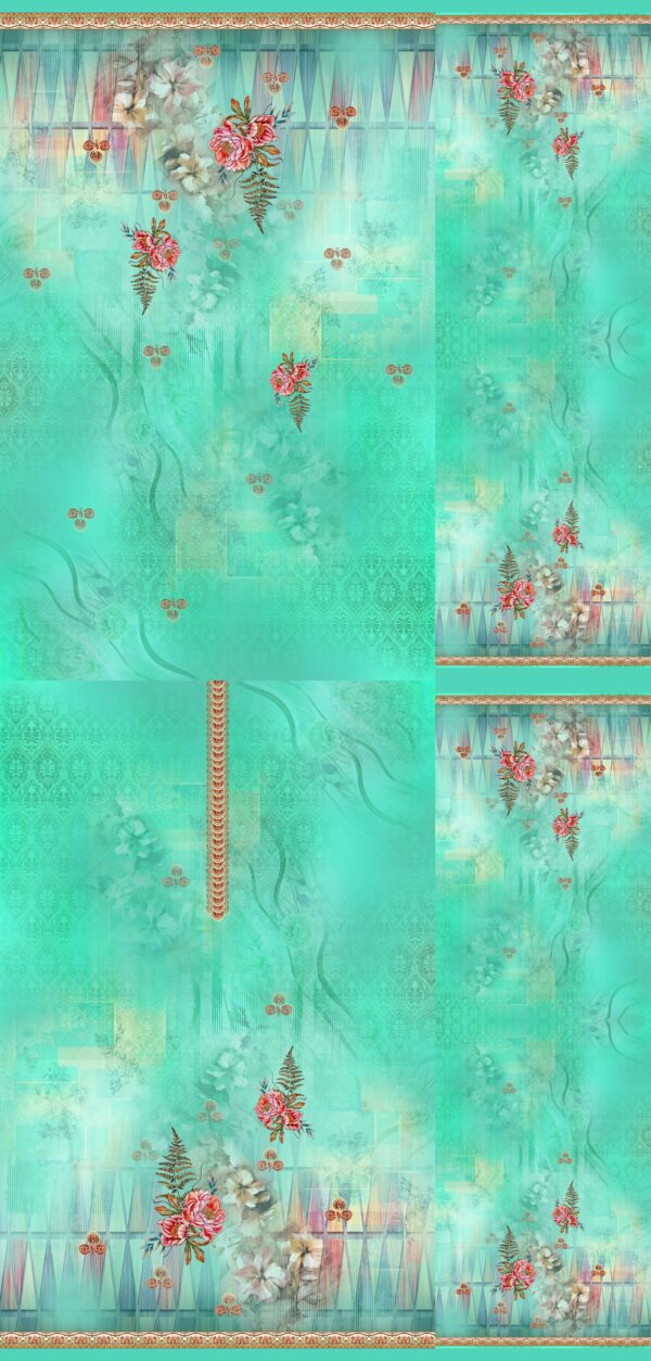 Turquoise Damask Bloom