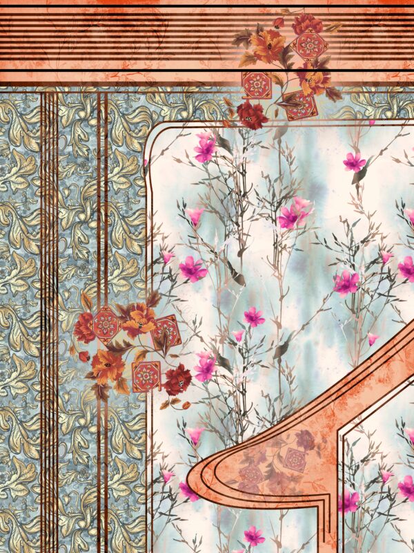 Solar-Amber & Glacial-Teal Collage Fragment