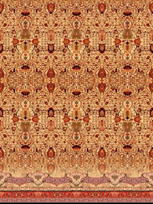 Burnt-Saffron & Obsidian-Rose Tectonic Fragment