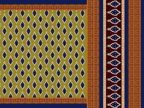 Olive-Ikat & Deep-Indigo Geometric Heritage