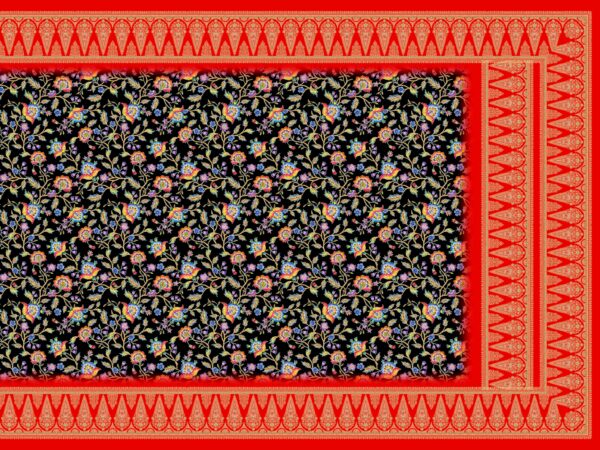 Obsidian-Floral & Vermillion-Bordered Heritage