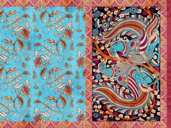 Glacial-Azure & Obsidian-Kalamkari Heritage