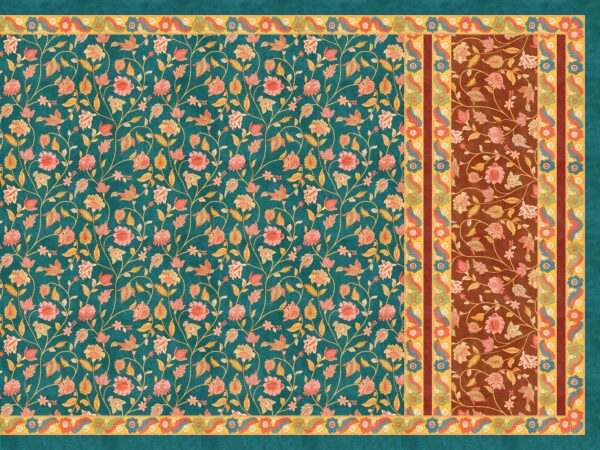Teal-Floral & Chocolate-Panel Heritage