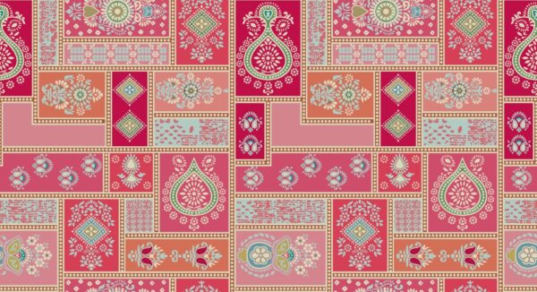 Solar-Magenta & Mint-Lattice Patchwork