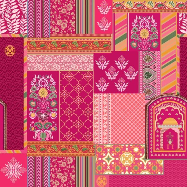 Solar-Magenta & Saffron-Mughal Architectural Patchwork