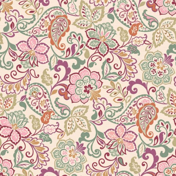 Cream-Ivory & Rose-Plum Sinuous Heritage