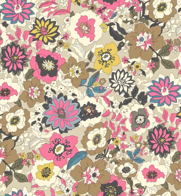 Solar-Magenta & Muted-Ochre Botanical