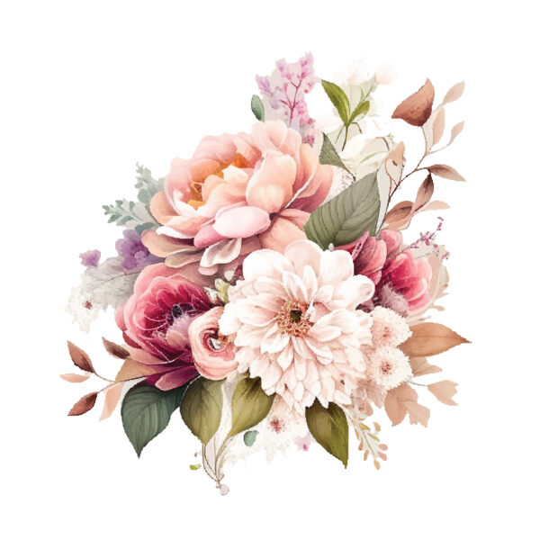 Warm-Alabaster & Dusty-Plum Botanical