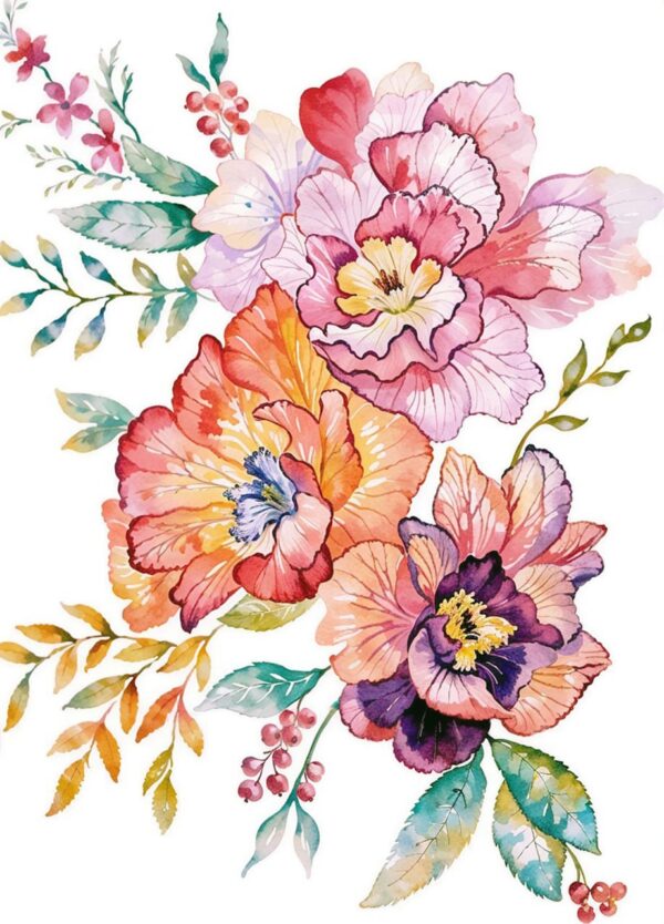 Solar-Saffron & Orchid-Plum Sinuous Botanical