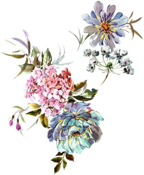 Glacial-Azure & Soft-Crimson Wildflower