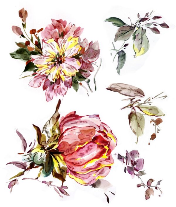 Solar-Saffron & Madder-Rose Sinuous Botanical