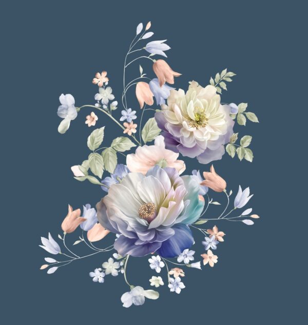 Onyx-Slate & Luminous-Alabaster Botanical