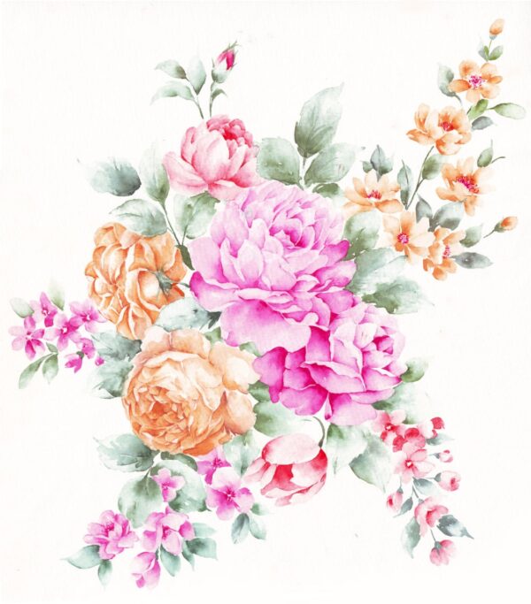 Solar-Apricot & Blushing-Magenta Botanical Cascade