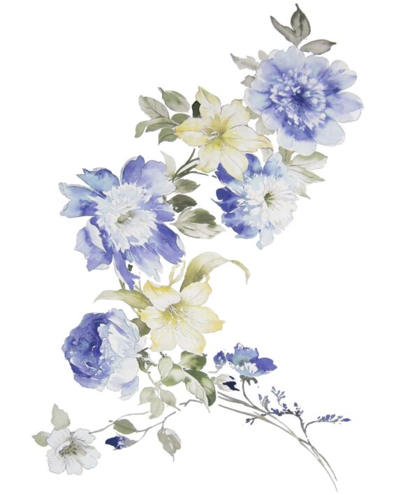 Glacial-Cobalt & Primrose-Cream Sinuous Botanical S-Curve