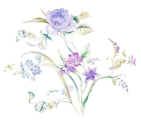Luminous-Wisteria & Soft-Mint Meadow