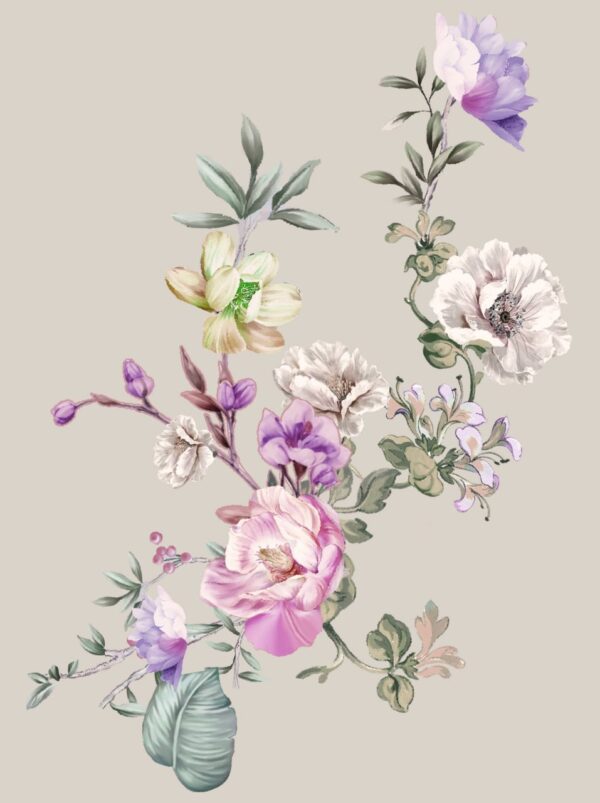 Parchment-Ochre & Velvet-Amethyst Botanical Branch Study