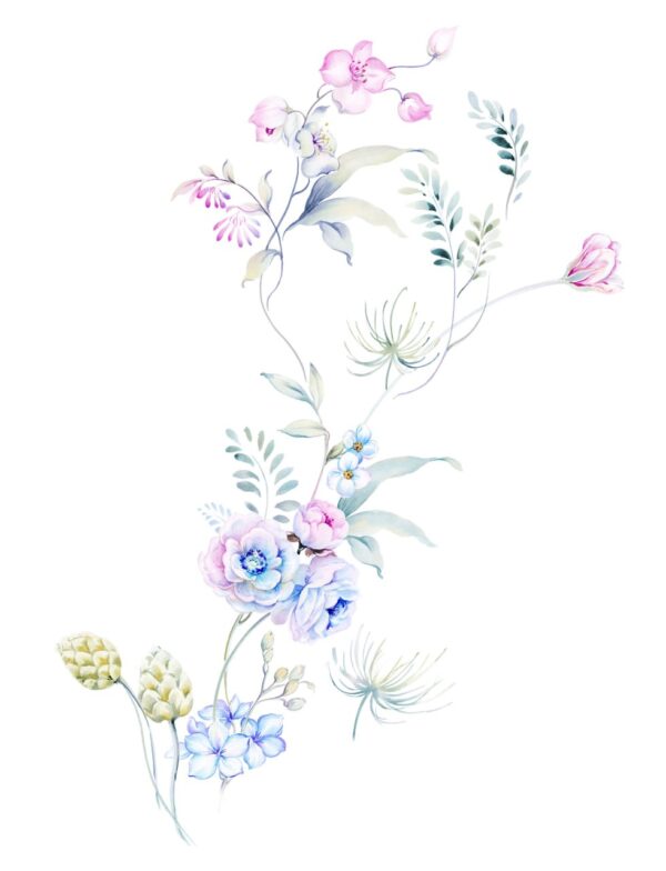 Glacial-Azure & Orchid-Blush Sinuous Botanical