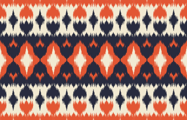 Solar-Magenta & Obsidian-Navy Patola Ikat Border