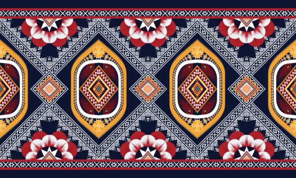 Obsidian-Navy & Solar-Amber Traditional Patola-Ogee Hybrid Border