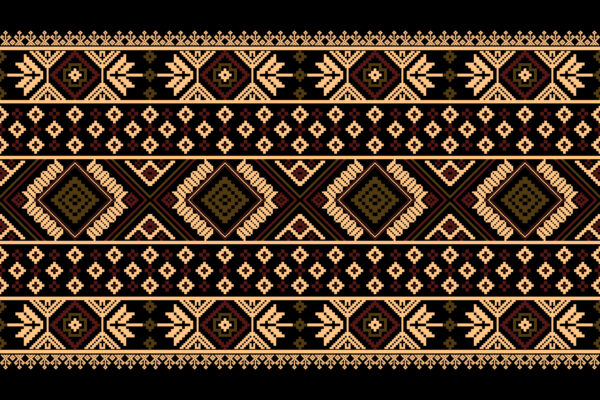 Obsidian-Black & Antique-Ochre Kilim Geometric Panel