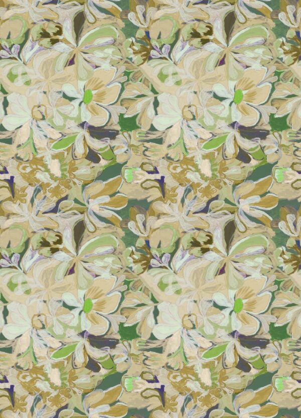 Moss-Ochre Bloom Abstract Heritage