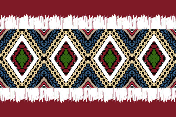 Madder-Crimson & Alabaster Ikat Lattice Frieze