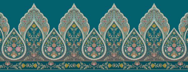Teal-Mina & Terracotta Paisley Architectural Frieze