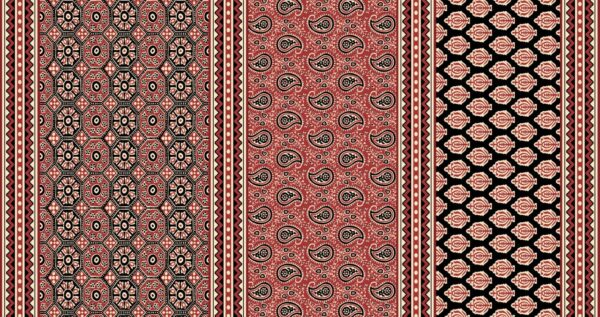 Terracotta-Madder & Obsidian-Black Ajrakh Multi-Panel Patchwork