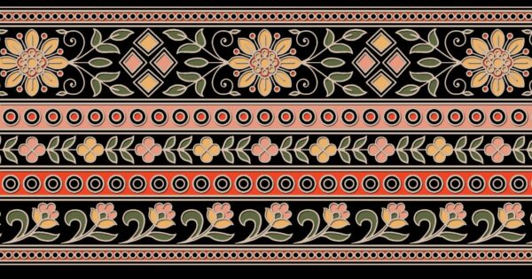 Obsidian-Black & Primrose-Gold Folklore Garland Frieze