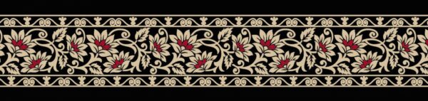 Obsidian-Black & Madder-Crimson Chintz Vine Border