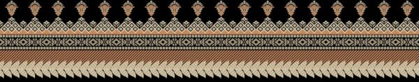 Obsidian-Black & Desert-Ochre Kilim Ziggurat Border